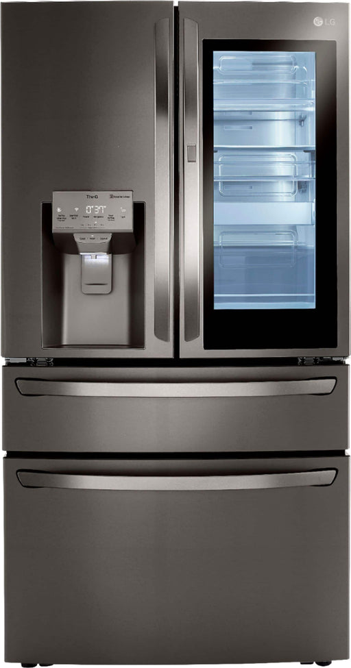 LG - 22.5 Cu. Ft. 4-Door French Door-in-Door Counter-Depth Smart Refrigerator with Craft Ice - Black Stainless Steel