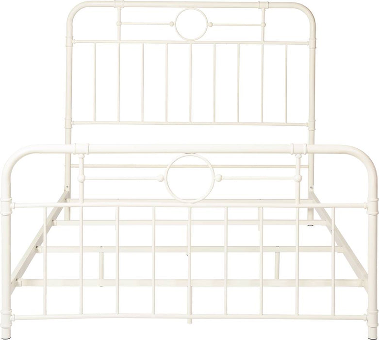 Walker Edison - Industrial Queen Metal Pipe Bed Frame - Antique White