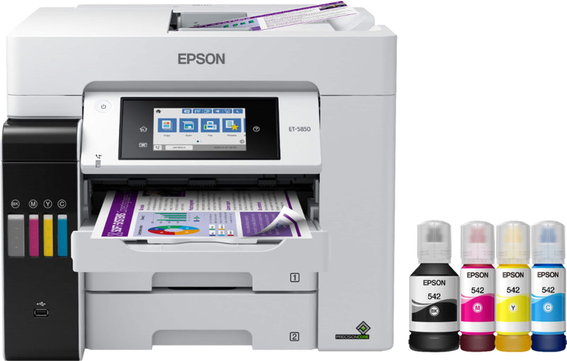 Epson - EcoTank Pro ET-5850 Wireless All-In-One Supertank Inkjet Printer - White