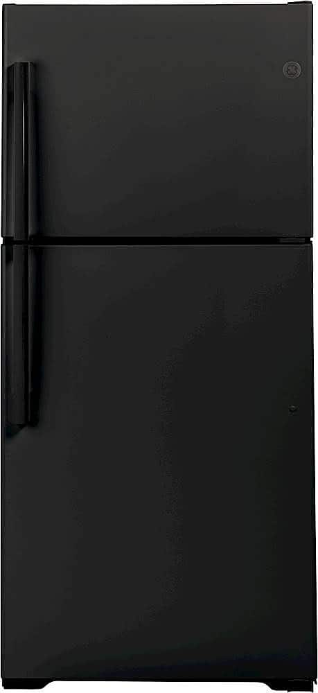 GE - 21.9 Cu. Ft. Top-Freezer Refrigerator with Garage Ready Performance - Black