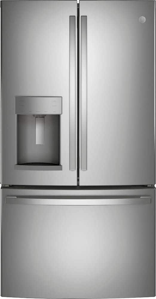 GE - 27.7 Cu. Ft. French Door Refrigerator with Space Saving Ice Maker - Stainless Steel