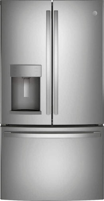 GE - 27.7 Cu. Ft. French Door Refrigerator with Space Saving Ice Maker - Stainless Steel