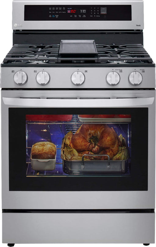 LG - 5.8 Cu. Ft. Smart Freestanding Gas True Convection Range with EasyClean and InstaView - PrintProof Stainless Steel