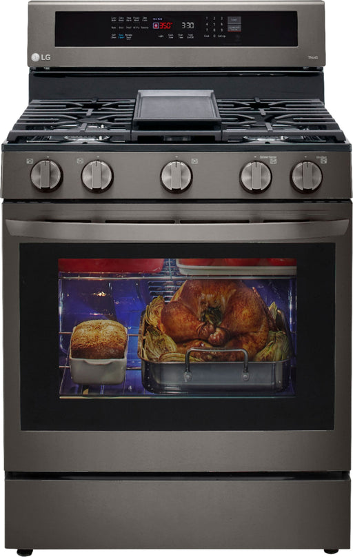 LG - 5.8 Cu. Ft. Smart Freestanding Gas True Convection Range with EasyClean and InstaView - Black Stainless Steel