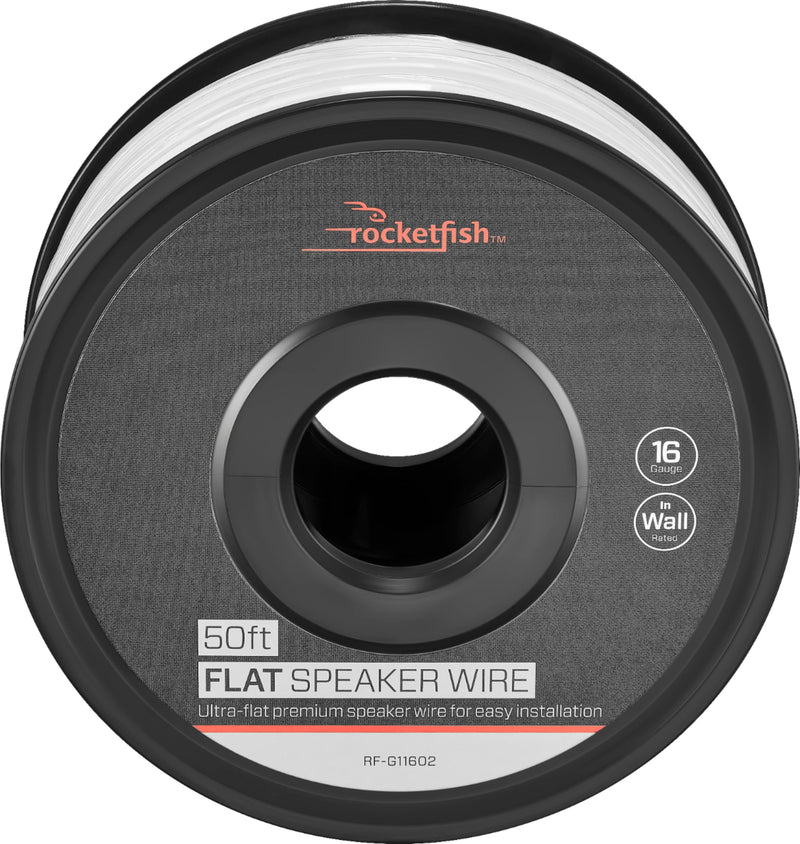 Rocketfish - Rocketfish - 50' Flat 16 Gauge CL2 In Wall Speaker Wire - White