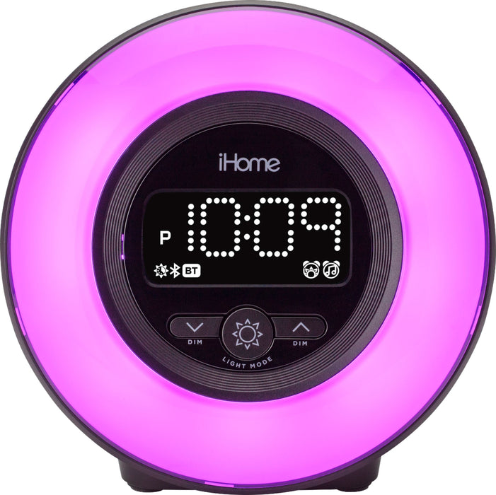 iHome - PowerClock Glow - Bluetooth Color Changing FM Alarm Clock Radio - Black