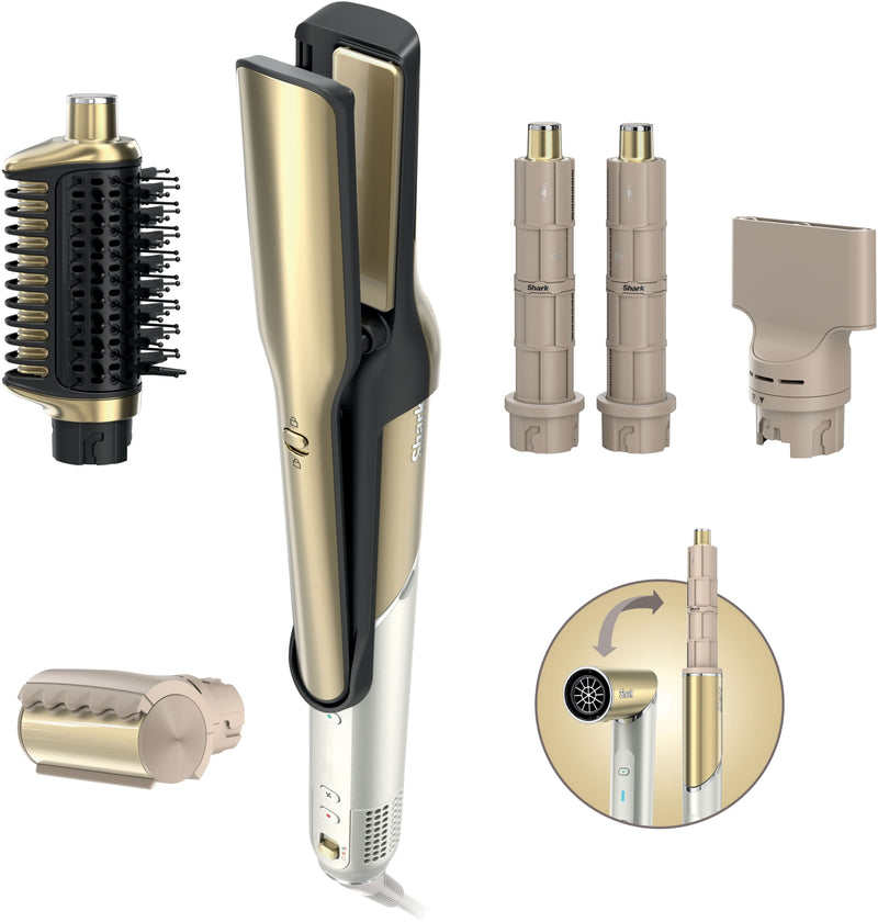 Shark - Glam Ceramic  Powerful Air Styling  Hair Dryer System for curling air straightening  glossing + FrizzFighter - Gold
