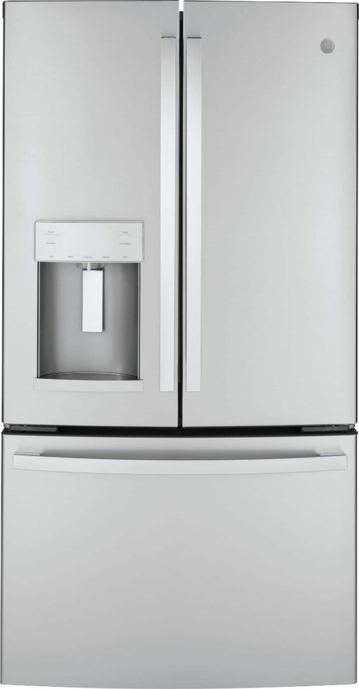 GE - 22.1 Cu. Ft. French Door Counter-Depth Refrigerator with Space Saving Ice Maker - Stainless Steel