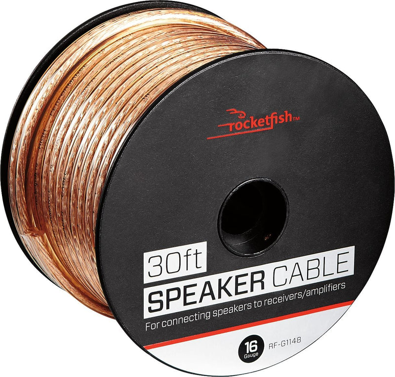 Rocketfish - 30' 16 Gauge Pure Copper Speaker Wire - Clear