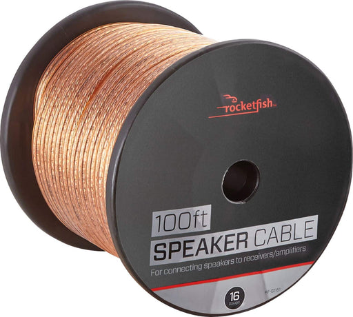 Rocketfish - 100' 16 Gauge Pure Copper Speaker Wire - Clear