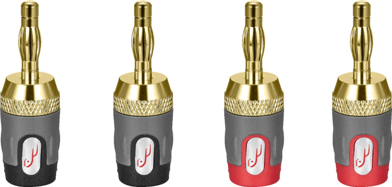 Rocketfish - 24k Gold Plated Toolless Speaker Banana Plugs (4 Pack) - Red/Black