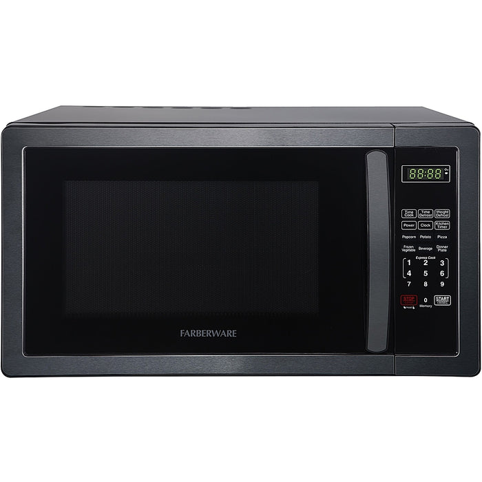 Farberware - Classic 1.1 Cu. Ft. Countertop Microwave Oven - Black Stainless Steel