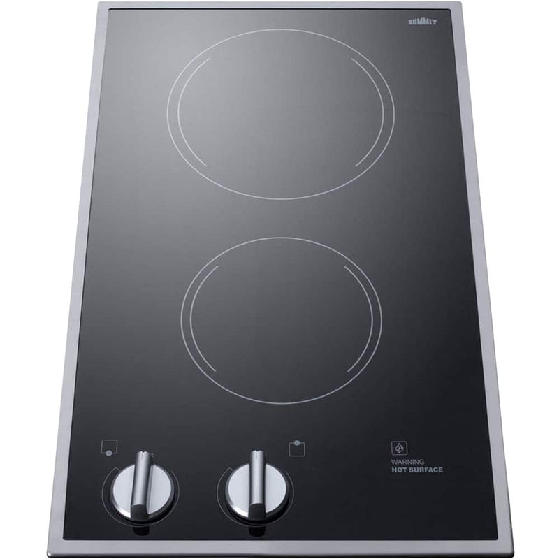 Summit Appliance -12" Built-In Electric Cooktop 2 Burners Residual Heat Indicator -Black