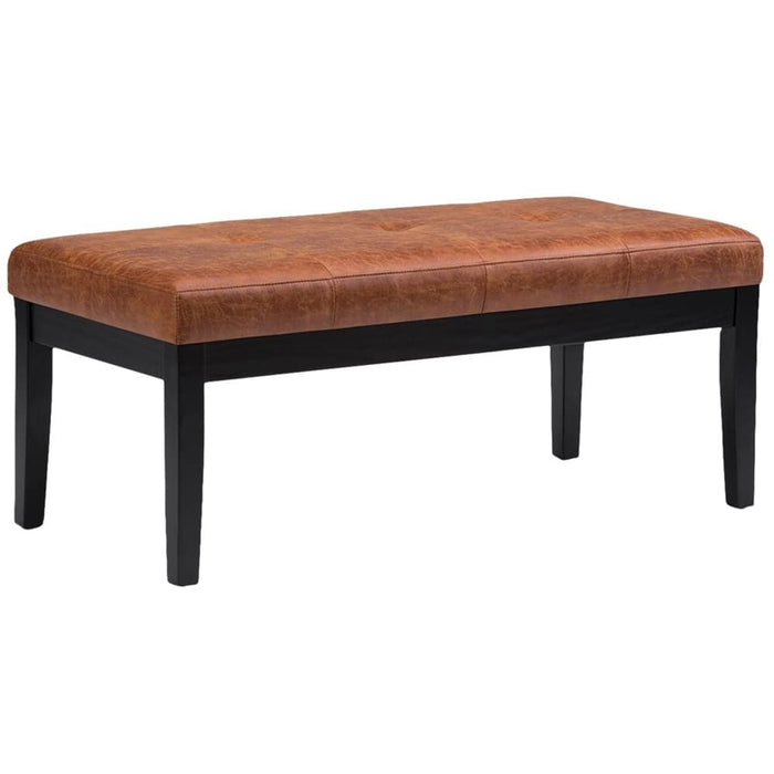 Simpli Home Lacey - bench ottoman - rectangular - faux air leather - distressed saddle brown