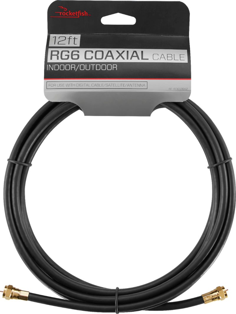 Rocketfish - 12' Indoor/Outdoor RG6 Coaxial Cable - Black