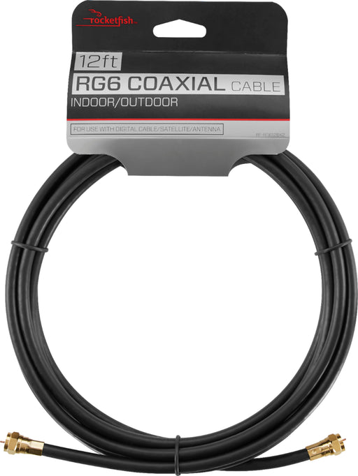 Rocketfish - 12' Indoor/Outdoor RG6 Coaxial Cable - Black