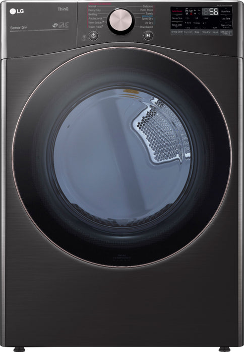 LG - 7.4 Cu. Ft. Stackable Smart Electric Dryer with Steam and Built-In Intelligence - Black Steel