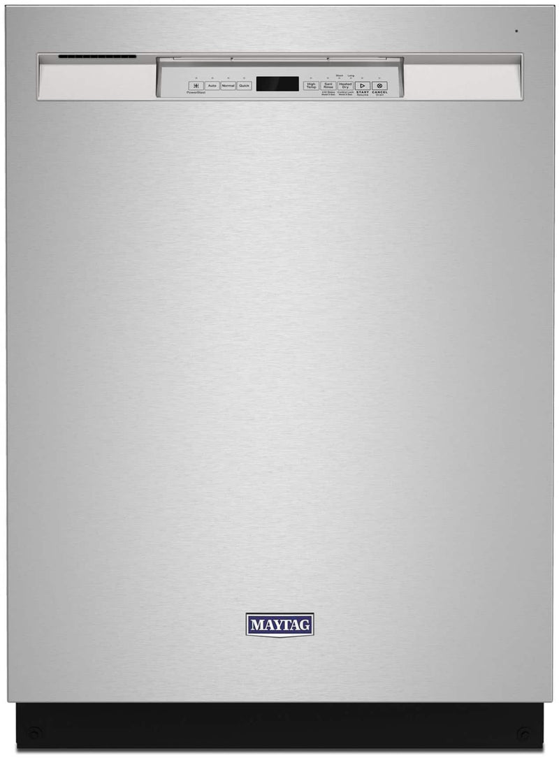 Maytag - 24" Front Control Built-In Stainless Steel Tub Dishwasher with Dual Power Filtration PowerBlast Cycle 50 dBA - Stainless Steel