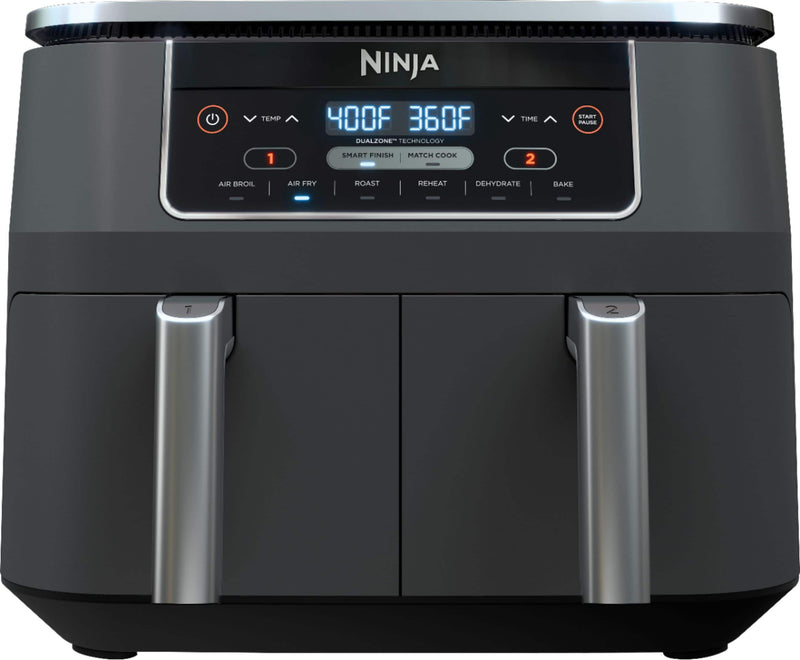 Ninja - Foodi 6-in-1 8-qt. 2-Basket Air Fryer with DualZone Technology  Air Fry Roast Broil Bake Reheat  Dehydrate - Dark Gray