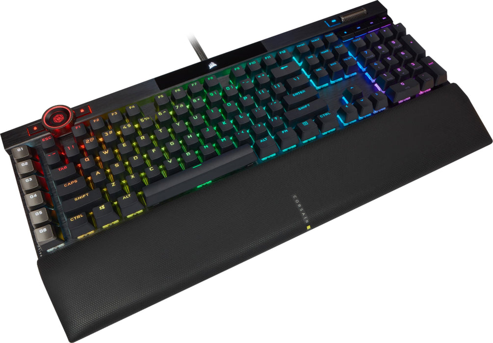 CORSAIR - K100 RGB Full-size Wired Mechanical OPX Linear Switch Gaming Keyboard with Elgato Stream Deck Software Integration - Black