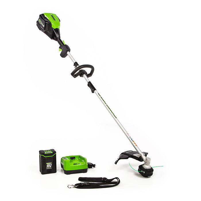 Greenworks - 80V 16 Brushless Attachment Capable String Trimmer with 2.0 Ah Battery and Rapid Charger - Black/Green