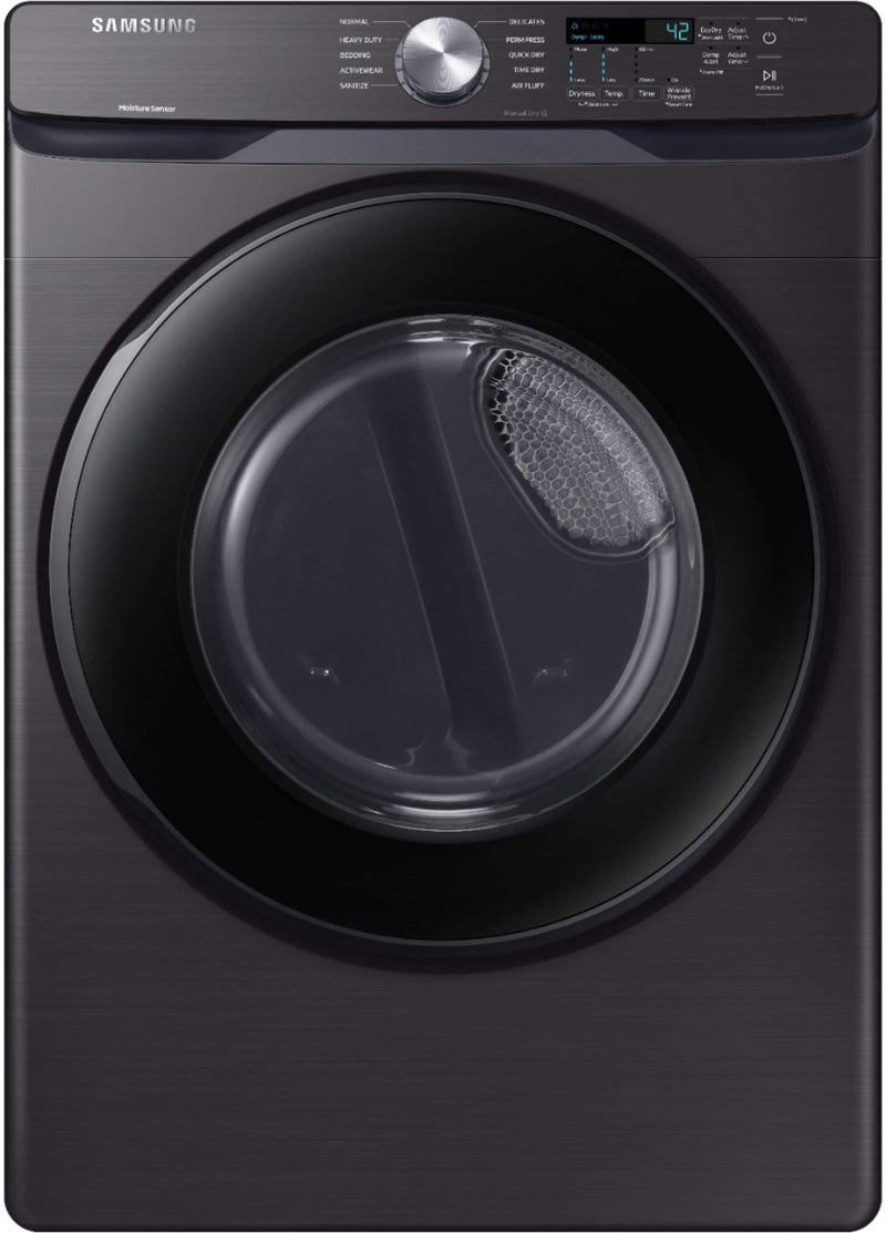 Samsung - 7.5 Cu. Ft. Stackable Gas Dryer with Sensor Dry - Fingerprint Resistant Black Stainless Steel