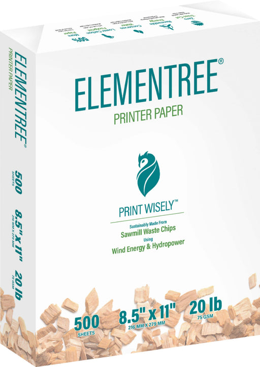 Elementree - Sustainable Printer Paper For Everyday Printing and Copying 8.5 x 11 20lb/ 75gsm 500 Sheets Per Ream (00918) - White