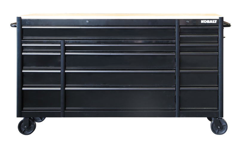 Kobalt KOBALT 71-in L x 22.3-in D 15 -Drawers Rolling Black Wood Work Bench