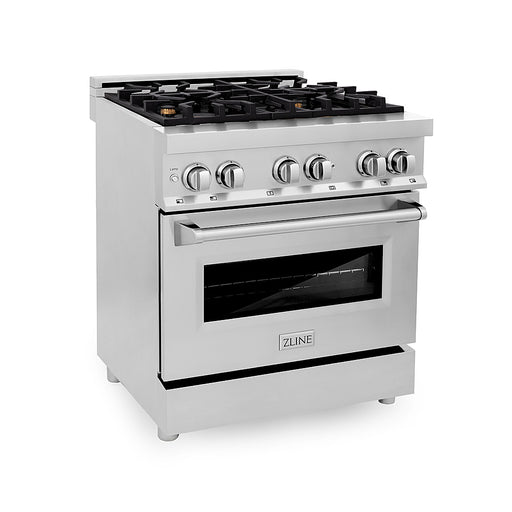 ZLINE - 4.0 cu. ft. Dual Fuel Range with Gas Stove and Electric Oven with Brass Burners - Stainless Steel