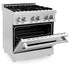 ZLINE - 30" Legacy Dual Fuel Range w/ Gas Cooktop  Electric Oven w/ 4 Brass Burners (RA-BR-30) - Stainless Steel