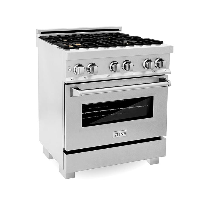 ZLINE - 30" Legacy Dual Fuel Range w/ 4 Brass Burners in DuraSnow Stainless Steel (RAS-SN-BR-30) - Stainless Steel