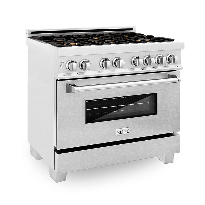 ZLINE - 4.6 cu. ft. Dual Fuel Range with Gas Stove and Electric Oven with Brass Burners Fingerprint Resistant - Stainless Steel