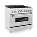 ZLINE - 36" Legacy Dual Fuel Range w/ 6 Brass Burners in DuraSnow Stainless Steel (RAS-SN-BR-36) - Stainless Steel