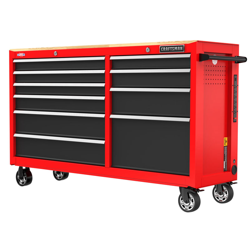 CRAFTSMAN 2000 Series 61.8-in L x 18.19-in D 10 -Drawers Rolling Red Wood Work Bench