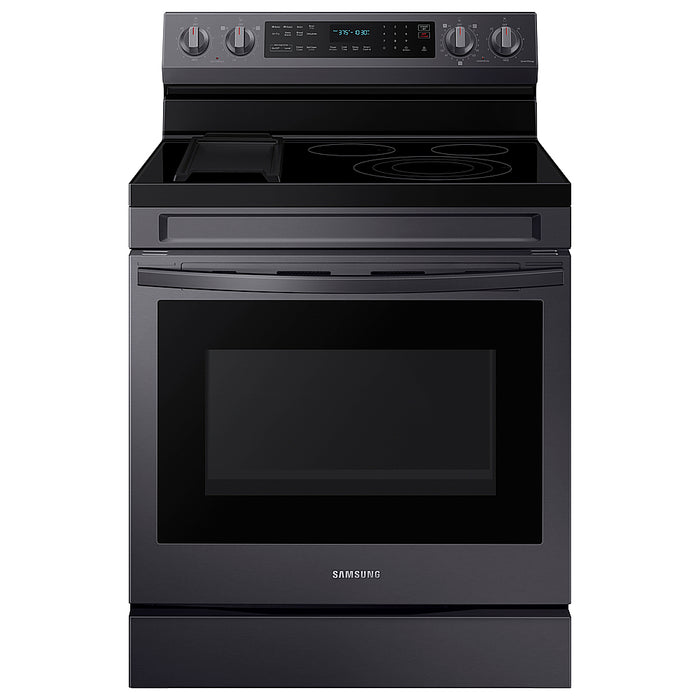 Samsung - 6.3 cu. ft. Freestanding Electric Convection+ Range with WiFi No-Preheat Air Fry and Griddle - Black Stainless Steel