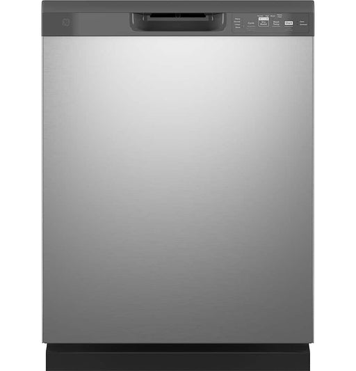 GE - 24" Front Control Built-In Plastic Tub Dishwasher with Steam + Sanitization and 55 dBA - Stainless Steel