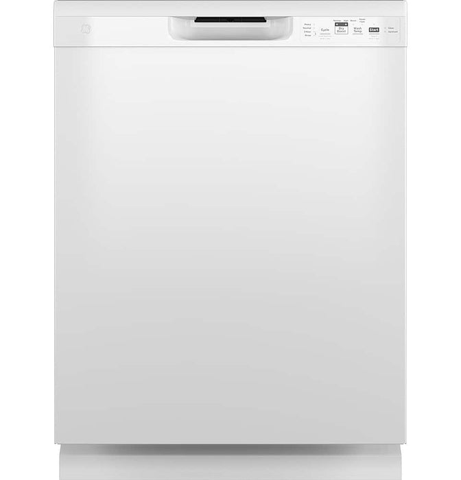 GE - 24" Front Control Built-In Plastic Tub Dishwasher with Steam + Sanitization and 55 dBA - White