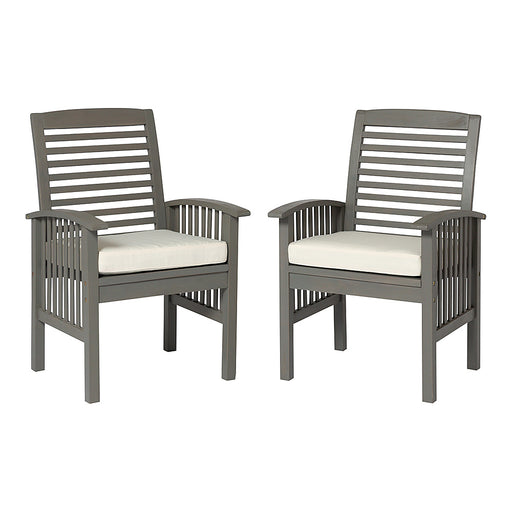 Walker Edison - Cypress Acacia Wood Patio Chairs Set of 2 - Grey Wash