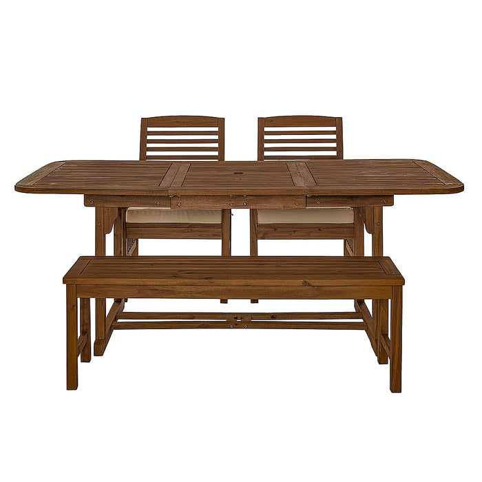 Walker Edison - 4-Piece Everest Acacia Wood Extendable Patio Dining Set - Dark Brown