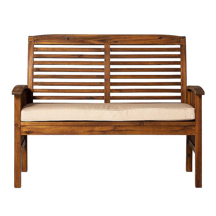 Walker Edison - Patio Outdoor Cypress Acacia Wood Garden Bench - Dark Brown