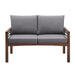 Walker Edison - Modern Patio Outdoor Garden Metal Loveseat Bench - Brown