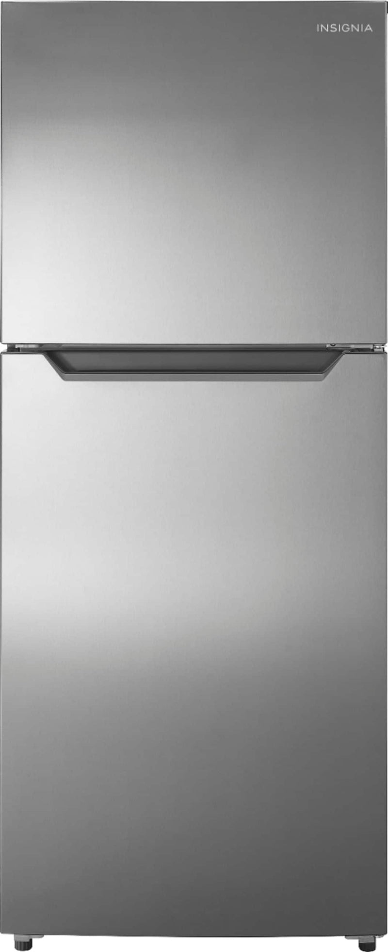 Insignia - 24 in. Wide 10 Cu. Ft. Top-Freezer Refrigerator with Reversible Door and ENERGY STAR Certification - Stainless Steel Look
