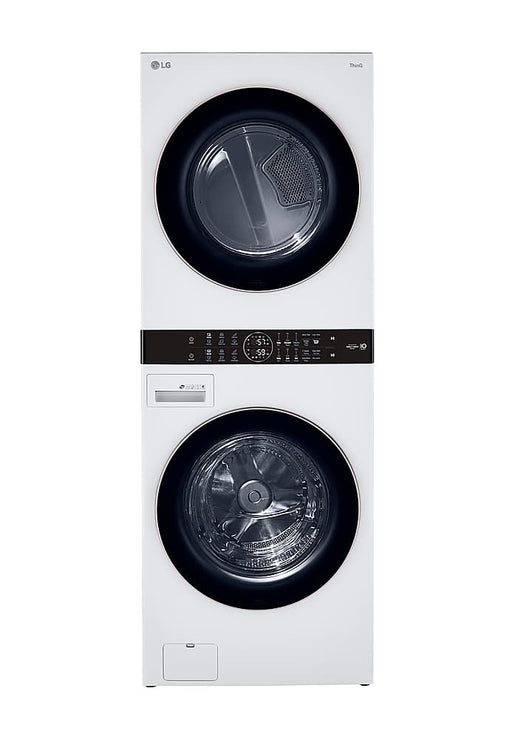 LG - 4.5 Cu. Ft. HE Smart Front Load Washer and 7.4 Cu. Ft. Gas Dryer WashTower with Steam and Built-In Intelligence - White