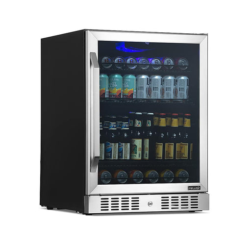 NewAir - 24 177-Can Built-In Beverage Cooler with Precision Digital Thermostat and Adjustable Shelves - Stainless Steel