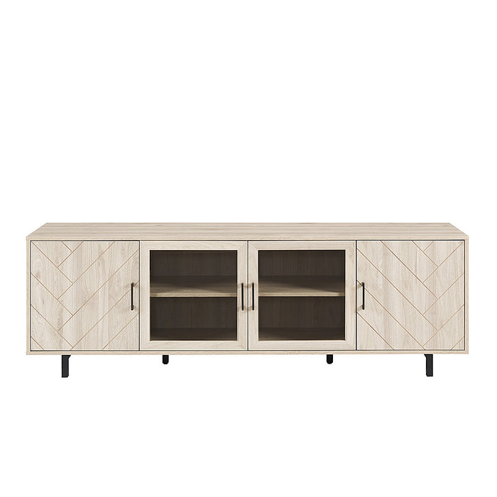 Walker Edison - Modern Herringbone TV Stand for TVs up to 80 - Birch