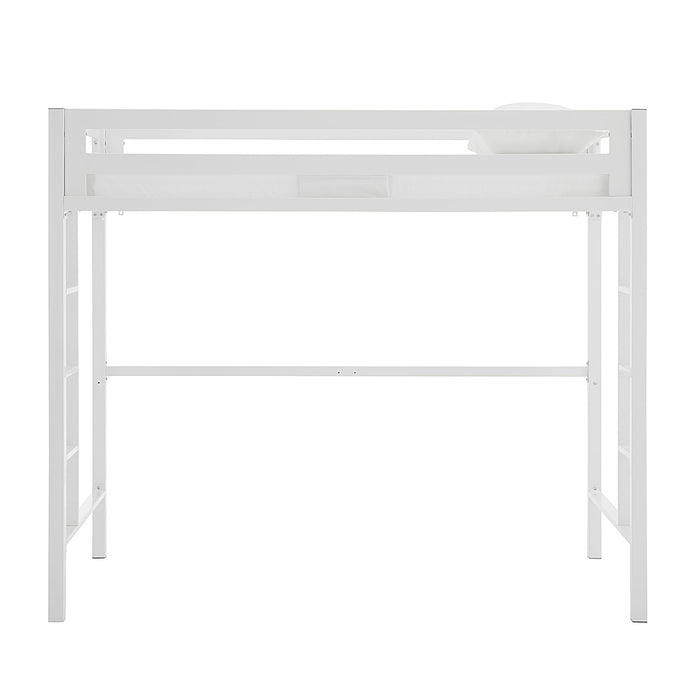 Walker Edison - Premium Deluxe Twin Metal Loft Bed - White