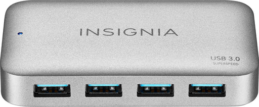 Insignia - 4-Port USB 3.0 Powered Hub - Metallic Gray