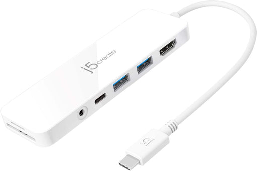 j5create - USB-C Multi-Port Hub with Power Delivery for Mac PC and More - White