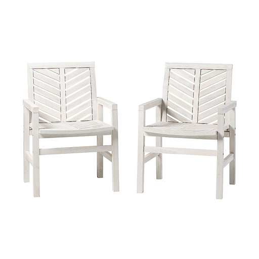 Walker Edison - Windsor Acacia Wood Patio Chairs Set of 2 - White Wash