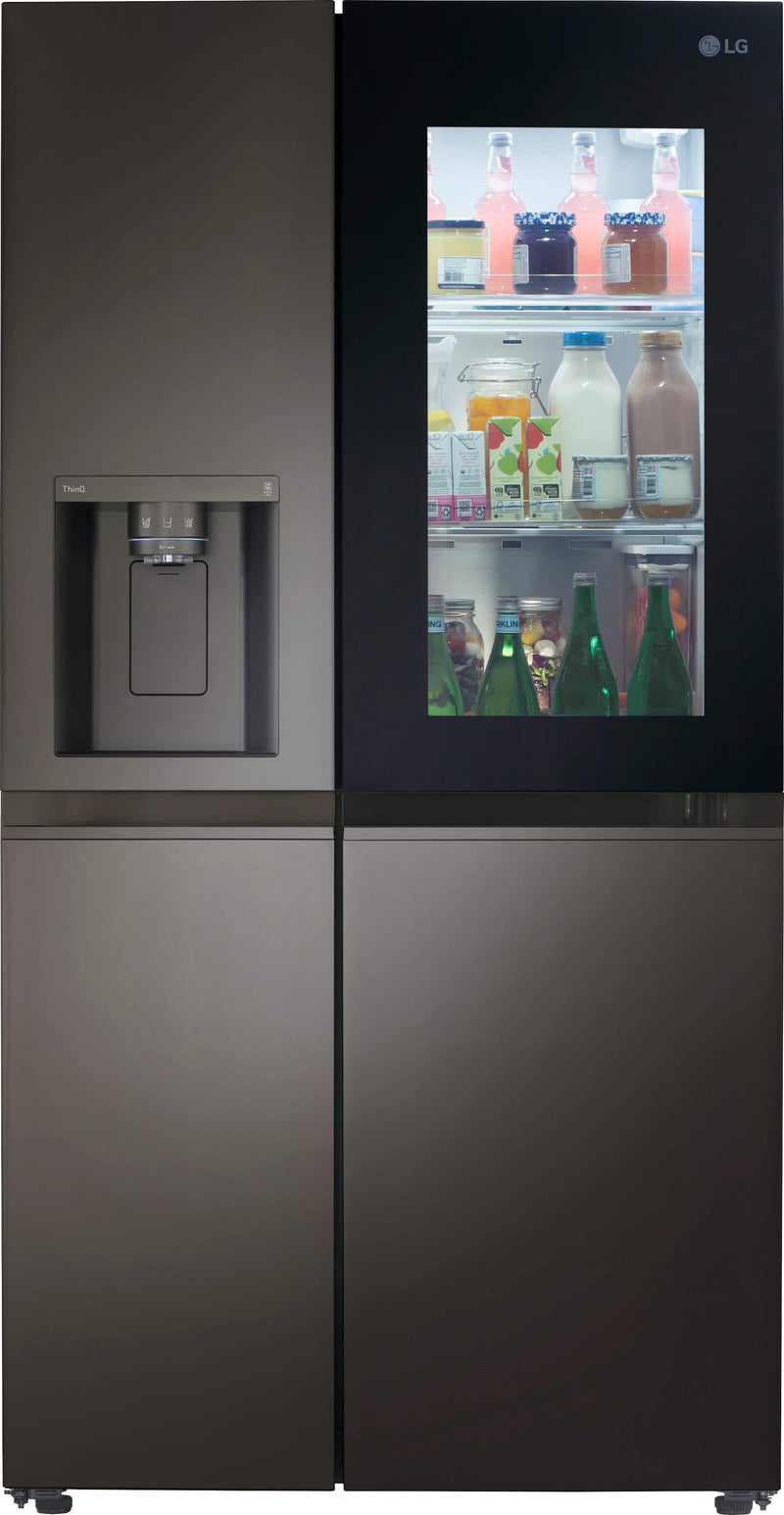 LG - 27.1 Cu. Ft. Side-by-Side Smart Refrigerator with Craft Ice - Black Stainless Steel